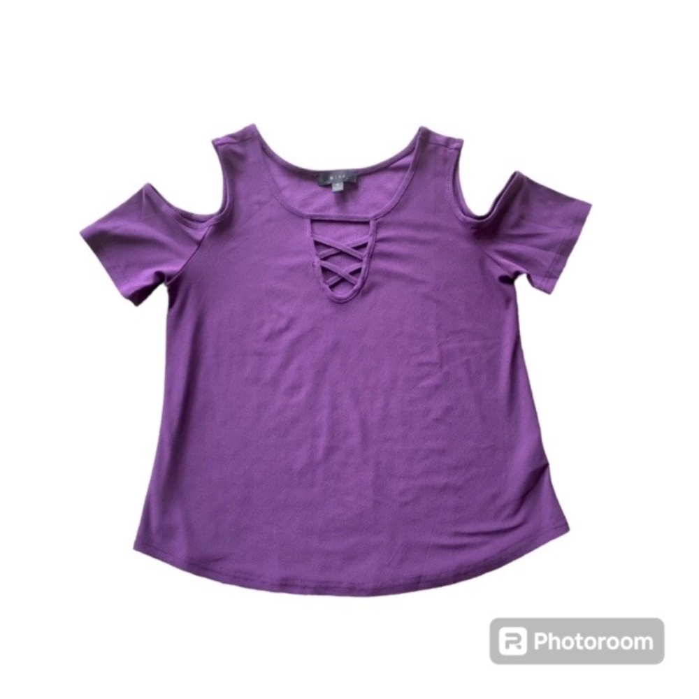 Mine Dark Purple Cold Shoulder Blouse With Cut Outs Size S
